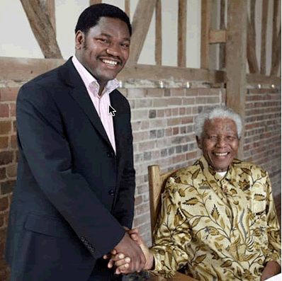 Siphiwo with former President Nelson Mandela. Copyright of Music Management UK Ltd