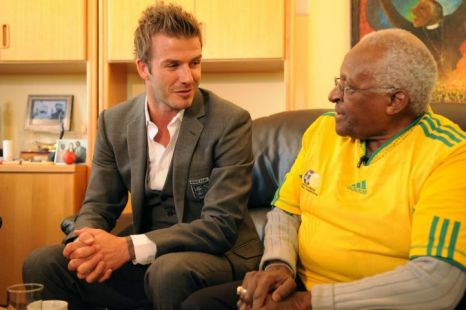 David Beckham meets Bishop Tutu