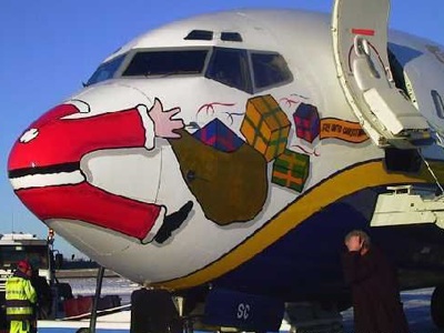 Santa hit by aeroplane