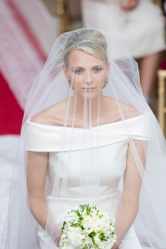 Princess Charlene in her Giorgio Armani wedding dress