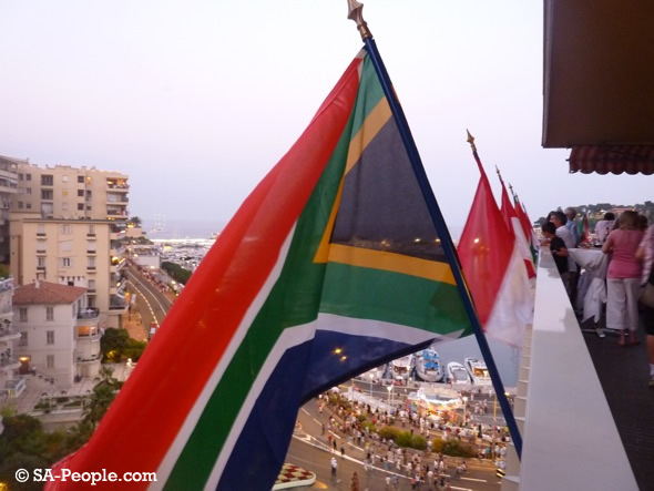 South African flag flying high in Monaco