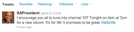South African President's Tweet