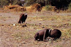Carter’s photo of a malnourished  Sudanese child being stalked by a  vulture