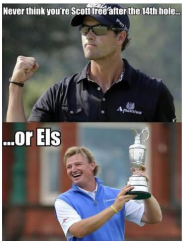 Ernie Els and Adam Scott joke about British Open