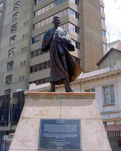 Gandhi stands tall in Gandhi Square in downtown Joburg (Image: Lucille Davie)