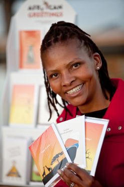 Gildah Tshukutswane always wanted to buy greeting cards in her mother tongue and this inspired her to start a business that sells colourful birthday, wedding, Christmas and thank you cards with messages in South Africa’s indigenous languages. (Image: Pick n Pay)