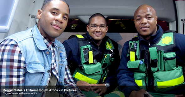 Reggie accompanied the SA Paramedics in the ambulance Reggie accompanied the SA Paramedics in the ambulance