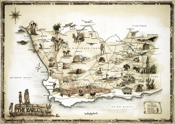 A map of the Karoo by Gillian Vermaak of Jagersfontein