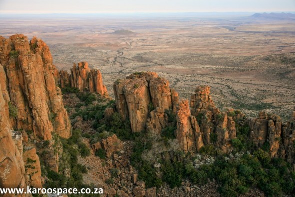 The Valley of Desolation near Graaff-Reinet and its dolerite pillars The Valley of Desolation near Graaff-Reinet and its dolerite pillars, created 183 million years ago when molten rock rose upwards from the Earth’s mantle.