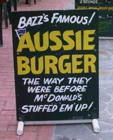 The famous Aussie burger The Famous Aussie Burger