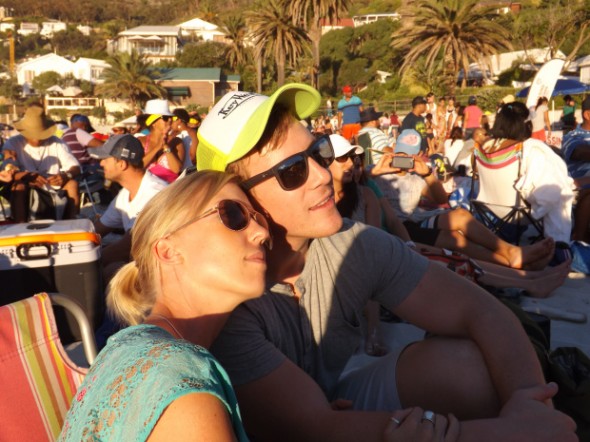 Kirsty and I on Clifton 4th beach in Cape Town during the annual free Moonstruck concert Kirsty and I on Clifton 4th beach in Cape Town during the annual free Moonstruck concert