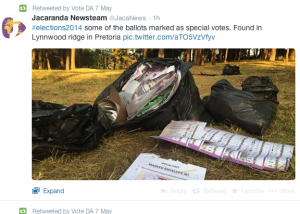 Screenshot from Twitter showing alleged dumped 'special' votes