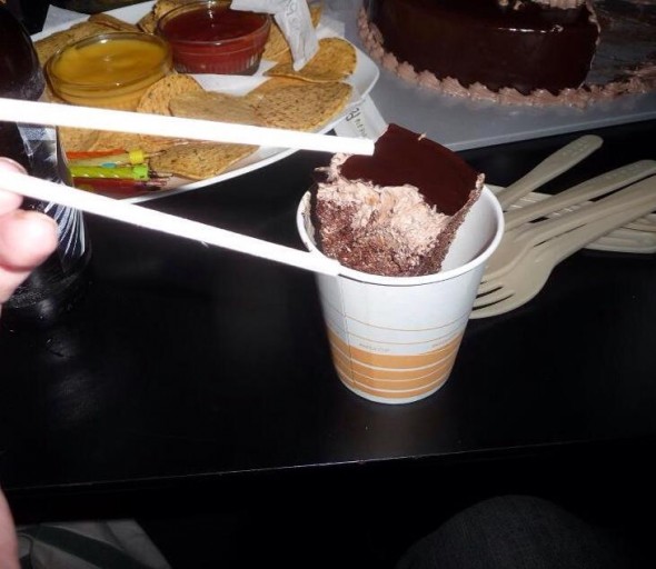 Eating cake with chopsticks Eating cake with chopsticks