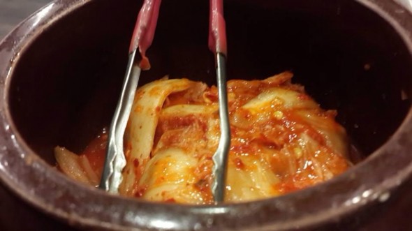 Kimchi (fermented cabbage with a spicy sauce) Kimchi (fermented cabbage with a spicy sauce)