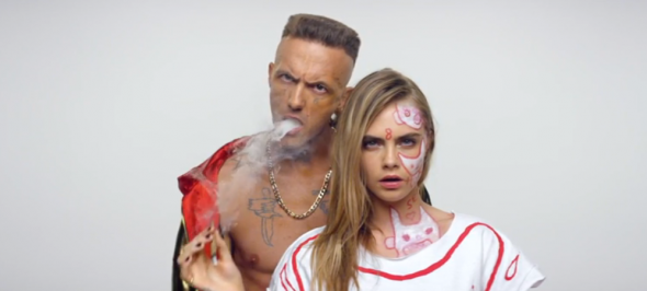Supermodel Cara, features in the Ugly Boy video with Ninja. Supermodel Cara, features in the Ugly Boy video with Ninja.