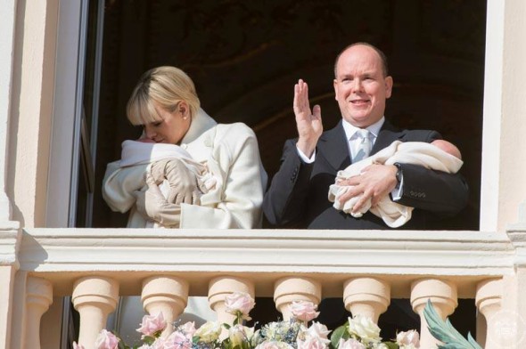 South African Princess Charlene kisses her baby on Palace balcony South African Princess Charlene kisses her baby on Palace balcony