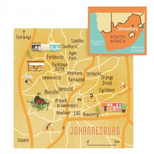Map of Joburg, South Africa. Source: Conde Nast Traveller Map of Joburg, South Africa. Source: Conde Nast Traveller