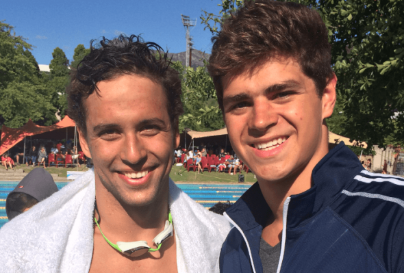 Michael Andrew (right) with Chad le Clos Michael Andrew (right) with Chad le Clos