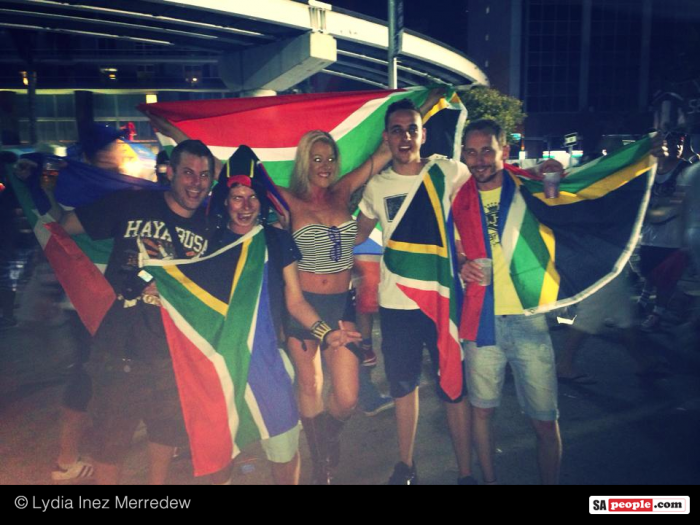 South Africans in the USA flying the flag. 