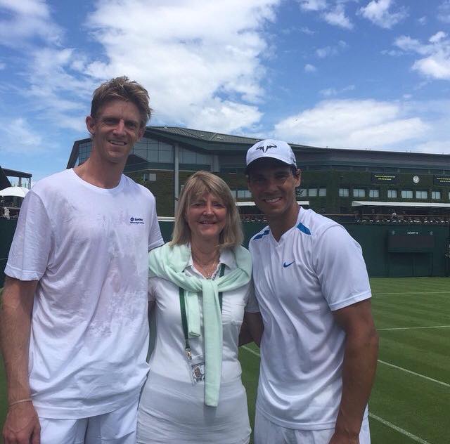 Kevin Anderson at Wimbledon on Monday with his mom and Rafael Nadal