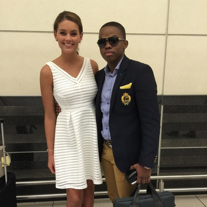 Sandile with Miss World Rolene Strauss Sandile with Miss World Rolene Strauss