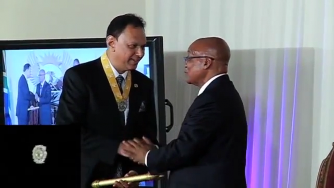 Yusuf Abramjee receiving the National Order in 2013 from President Jacob Zuma. Photo:.abramjee.com Yusuf Abramjee receiving the National Order in 2013 from President Jacob Zuma. Photo:.abramjee.com