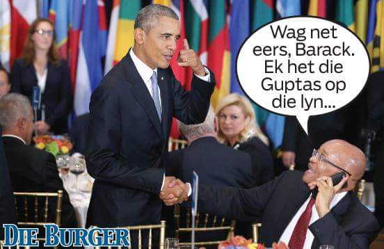 Jacob Zuma on the phone, and President Barack Obama Jacob Zuma on the phone, and President Barack Obama