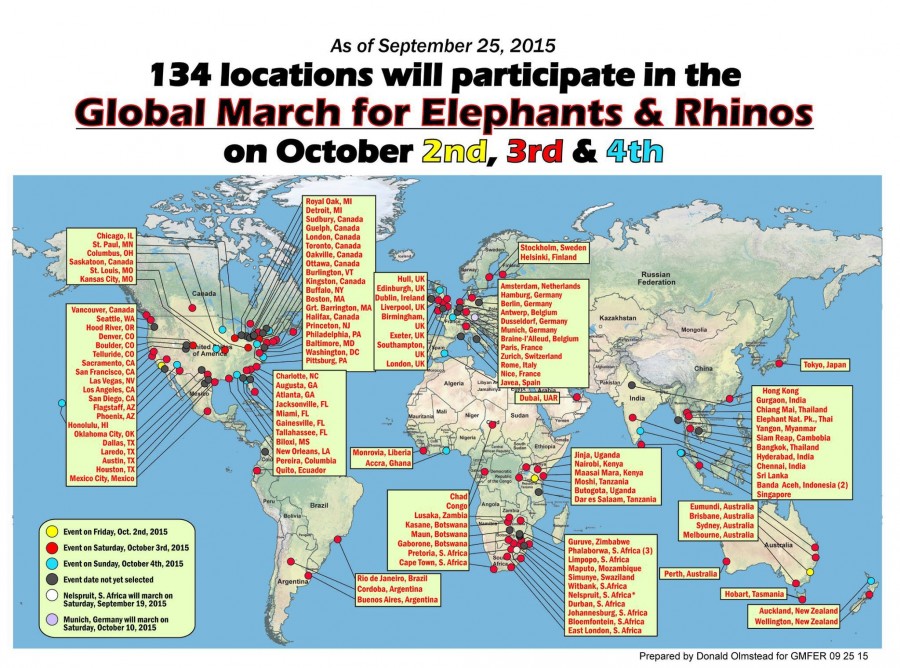 Rhino Elephant march locations Rhino Elephant march locations