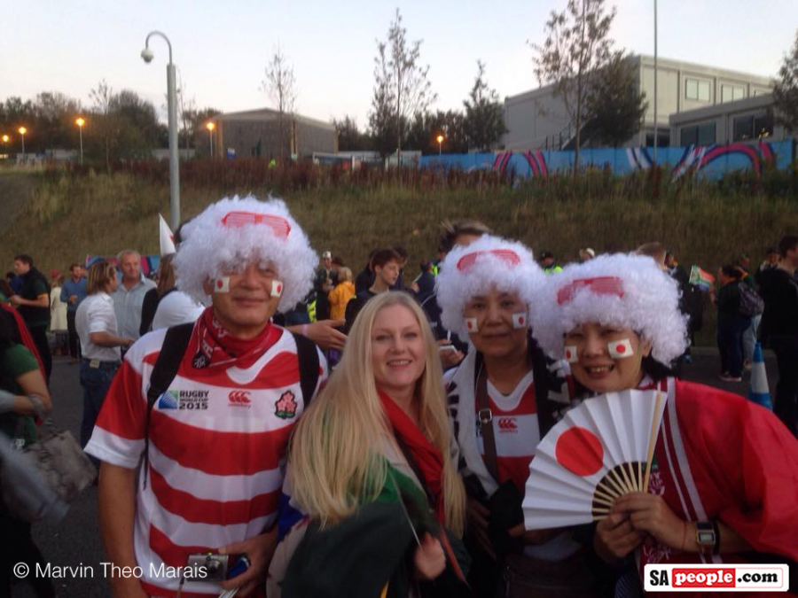 Springbok and Japan rugby world cup fans Springbok and Japan rugby world cup fans