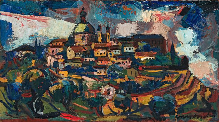  34 Maurice Charles Louis van Essche SOUTH AFRICAN 1906-1977 View of a Hilltop Town Expected 30k to 50kR 
