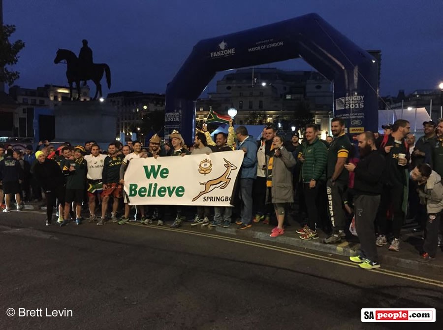 Springbok fans in London for morning jog Springbok fans in London for morning jog