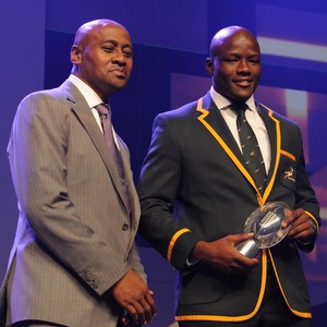 SA Rugby Player of the Year Awards JOHANNESBURG, SOUTH AFRICA - FEBRUARY 08: SuperSport Try of the Year, Oupa Mohoja during the SA Rugby Player of the Year Awards at Vodaworld on February 08, 2015 in Johannesburg, South Africa. (Photo by Lee Warren/Gallo Images)