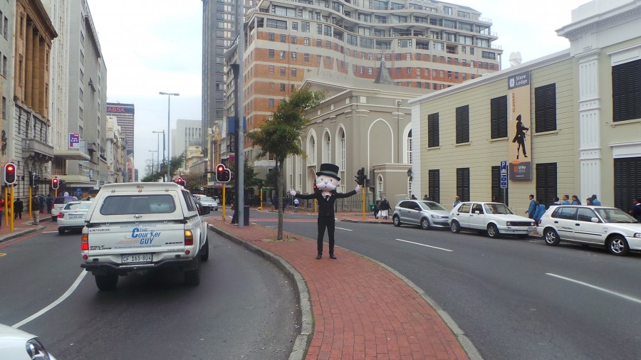Cape Town monopoly Mr. Monopoly on Adderly Street, Cape Town. Source: Monopoly Cape Town Facebook page.