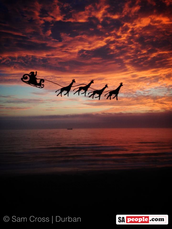Santa pulled by giraffes Santa pulled by giraffes