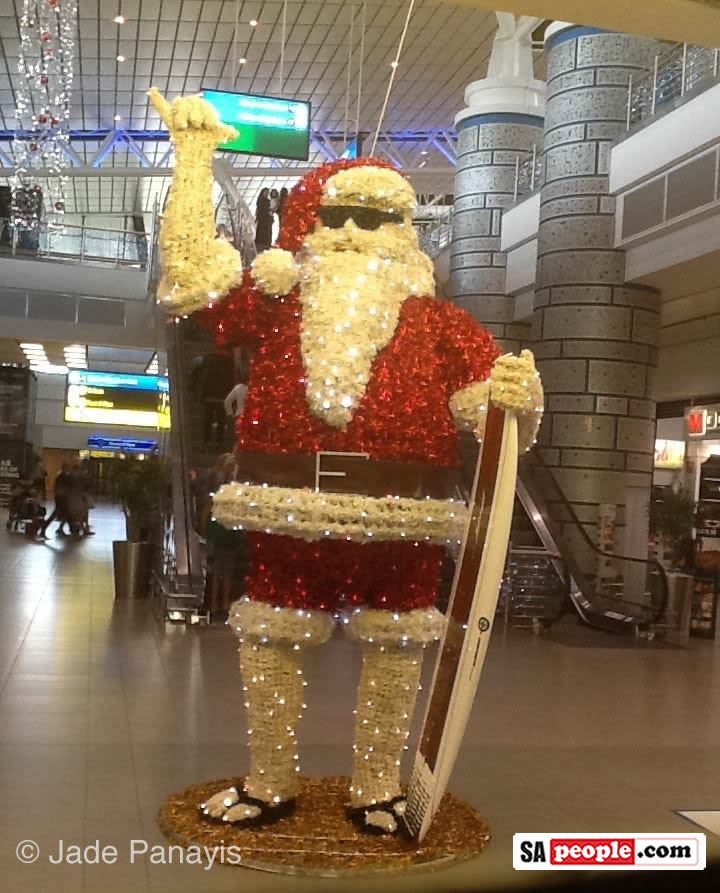 Surfer Santa Claus at Durban airport Surfer Santa Claus at Durban airport