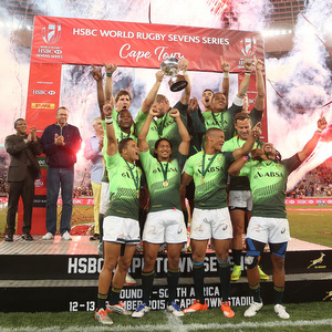 HSBC Cape Town Sevens: Day 2 CAPE TOWN, SOUTH AFRICA - DECEMBER 13: South Africa celebrates during day 2 of the HSBC Cape Town Sevens in the final game between South Africa and Argentina at Cape Town Stadium on December 13, 2015 in Cape Town, South Africa. (Photo by Carl Fourie/Gallo Images)
