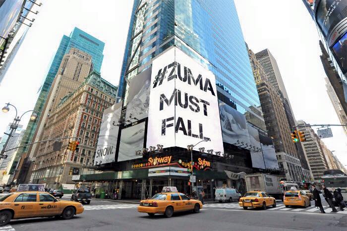 ZumaMustFall Banner in New York ZumaMustFall Banner in New York
