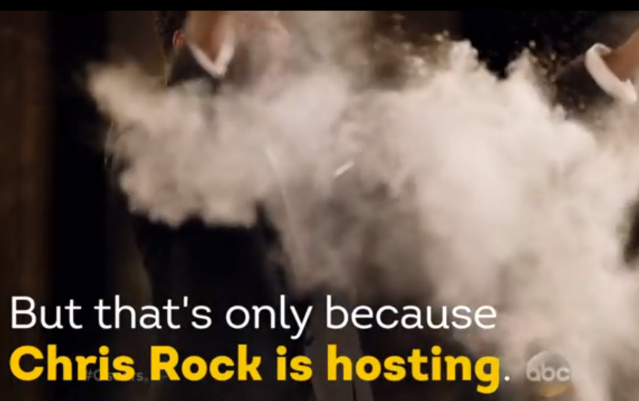 This year's Oscar host Chris Rock makes fun of #OscarsSoWhite by playing with talcum powder in the video below. This year's Oscar host Chris Rock makes fun of #OscarsSoWhite by playing with talcum powder in the video below.