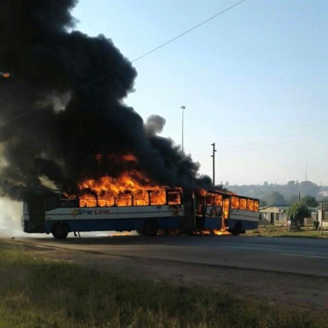 Burning buses in Hammanskraal