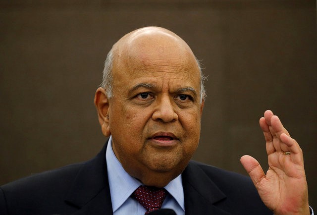 South African Finance Minister Pravin Gordhan reacts during a media briefing in Sandton near Johannesburg March 14, 2016. REUTERS/Siphiwe Sibeko/File Photo