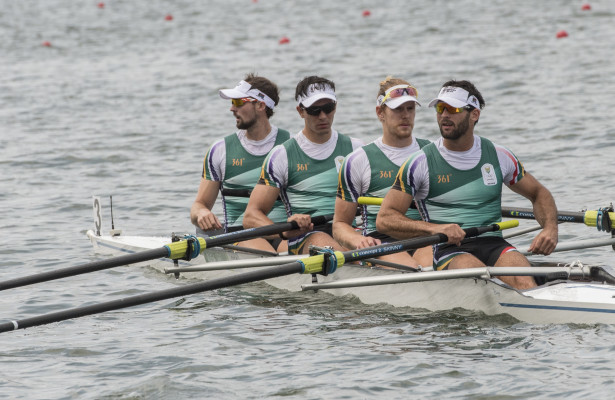 Jake Milton Green, Vincent Breet, John Smith and David Hunt in the Rowing race 52 Men's Four SA heat 4 on Monday August 08, 2016 in Rio, Brazil. ©Christiaan Kotze/SASPA