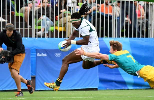 RIO DE JANEIRO, BRAZIL. 10 AUGUST 2016. Seabelo Senatla during South Africa's match against Australia at the Deodora Stadium at the Rio 2016 Olympic Games today. Copyright picture by WESSEL OOSTHUIZEN / SASPA