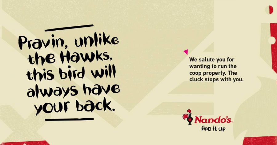 Nando's showed their support for South Africa's Finance Minister