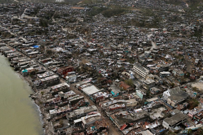 Destroyed houses are seen after Hurricane Matthew hit Jeremie, Haiti, October 6, 2016. REUTERS/Carlos Garcia Rawlins