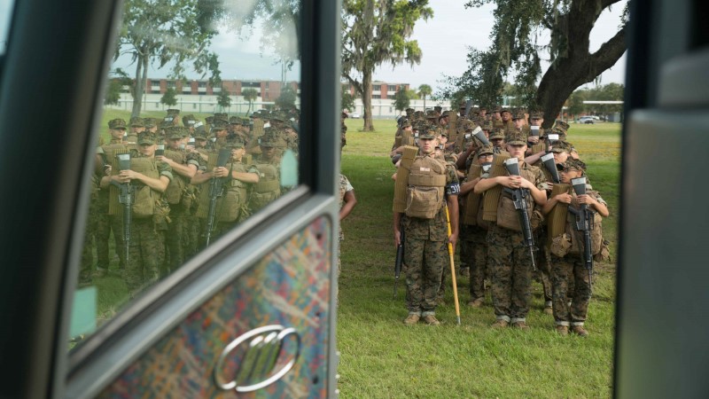U.S. Marine Corps recruits load buses during an evacuation ahead of the arrival of Hurricane Matthew, from the training facility at Parris Island, South Carolina October 6, 2016. USMC/Lance Cpl. Carlin Warren/Handout via Reuters