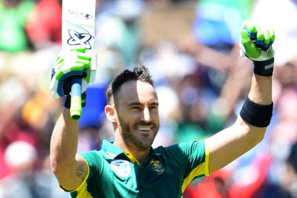 JOHANNESBURG, SOUTH AFRICA - OCTOBER 02: Faf du Plessis of the Proteas celebrates his 100 runs during the 2nd Momentum ODI Series match between South Africa and Australia at Bidvest Wanderers Stadium on October 02, 2016 in Johannesburg, South Africa. (Photo by Lee Warren/Gallo Images)