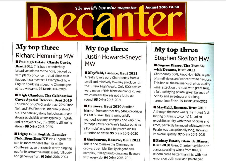High Clandon Celebration Cuvée rated top in Decanter Magazine