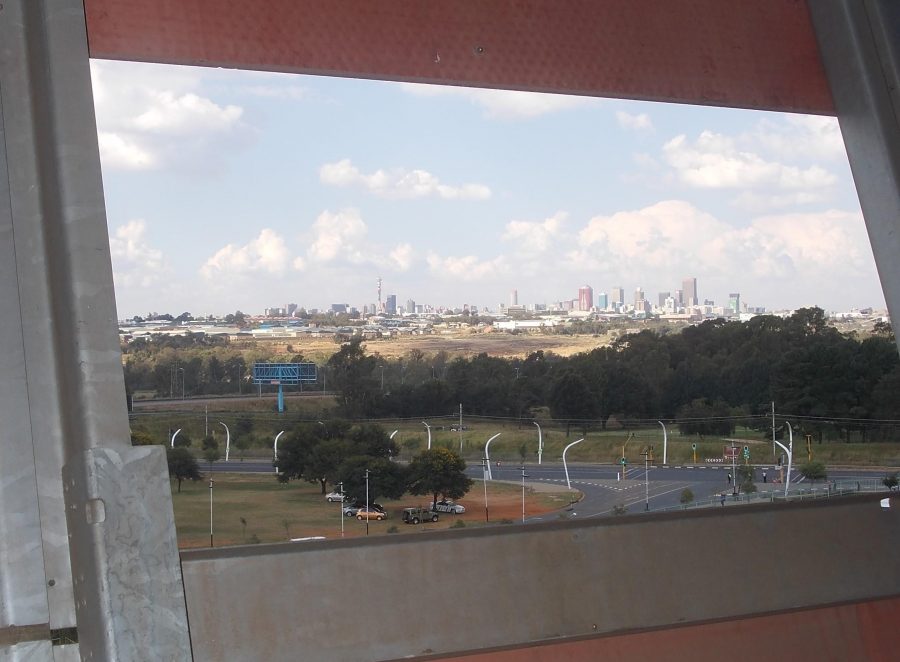 Skyline through panel 3