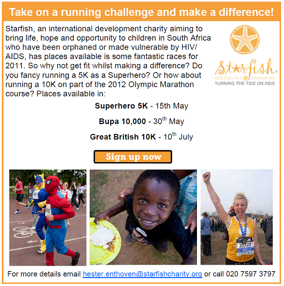 Starfish Running Challenge in the UK Starfish Running Challenge in the UK