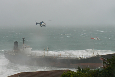 Three helicopters lifted crew one-by-one Three helicopters lifted crew one-by-one